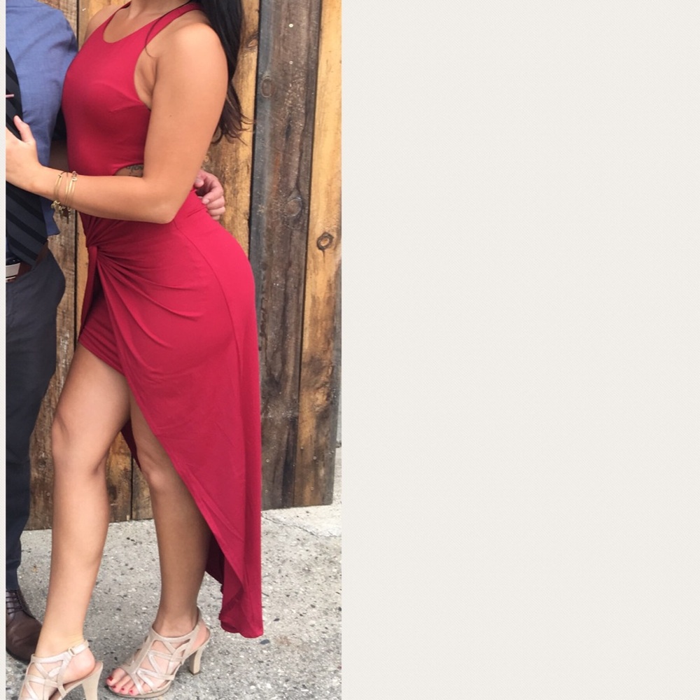 Red cut out dress